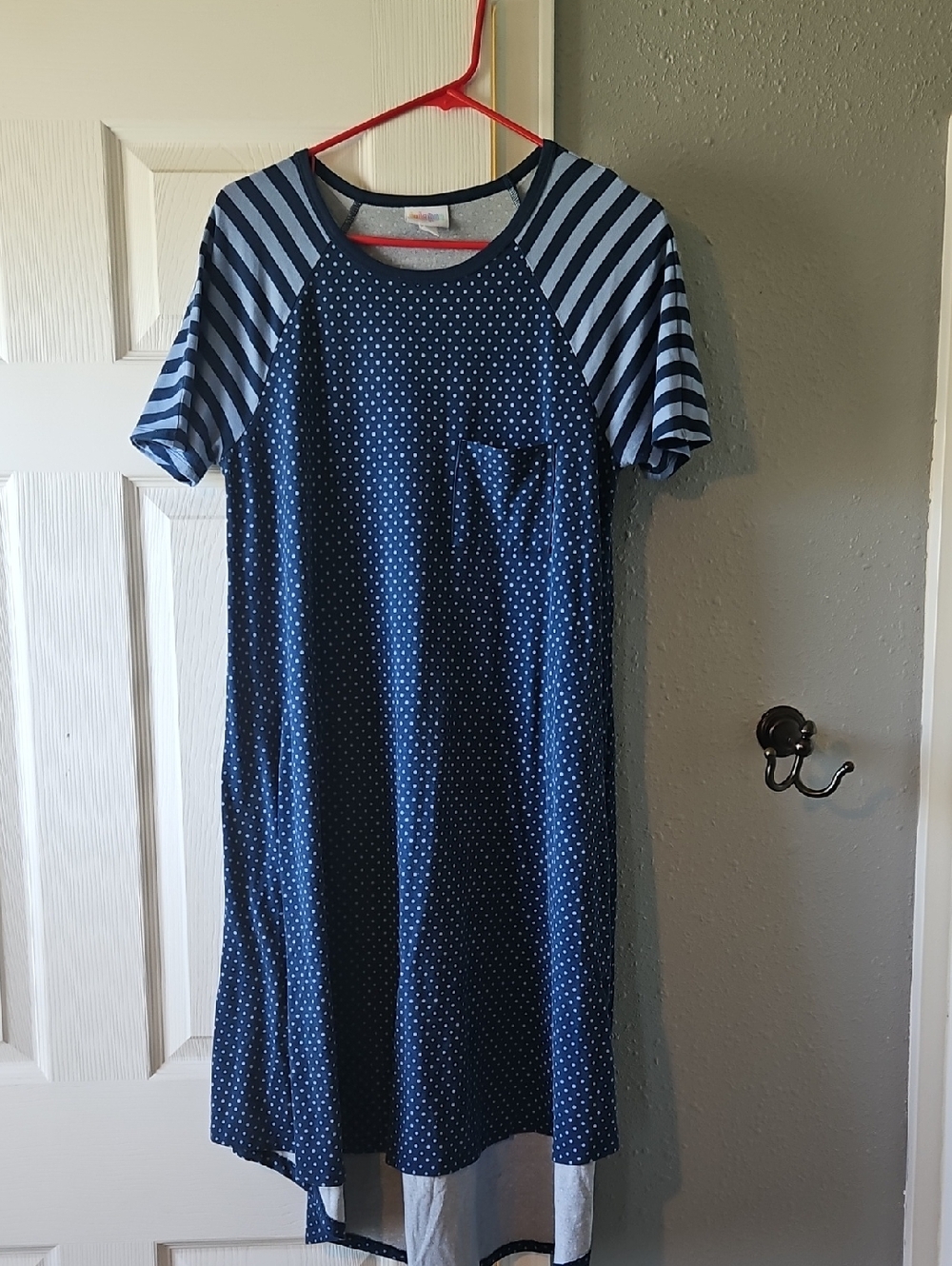 LuLaRoe Navy Polka Dot & Stripe Casual Dress